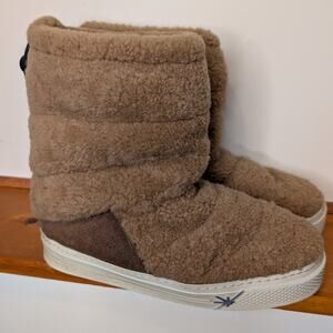 Ross & Snow Puff Boot Natural Sherpa Tan Wool Winter Boots Size 9